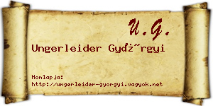 Ungerleider Györgyi névjegykártya